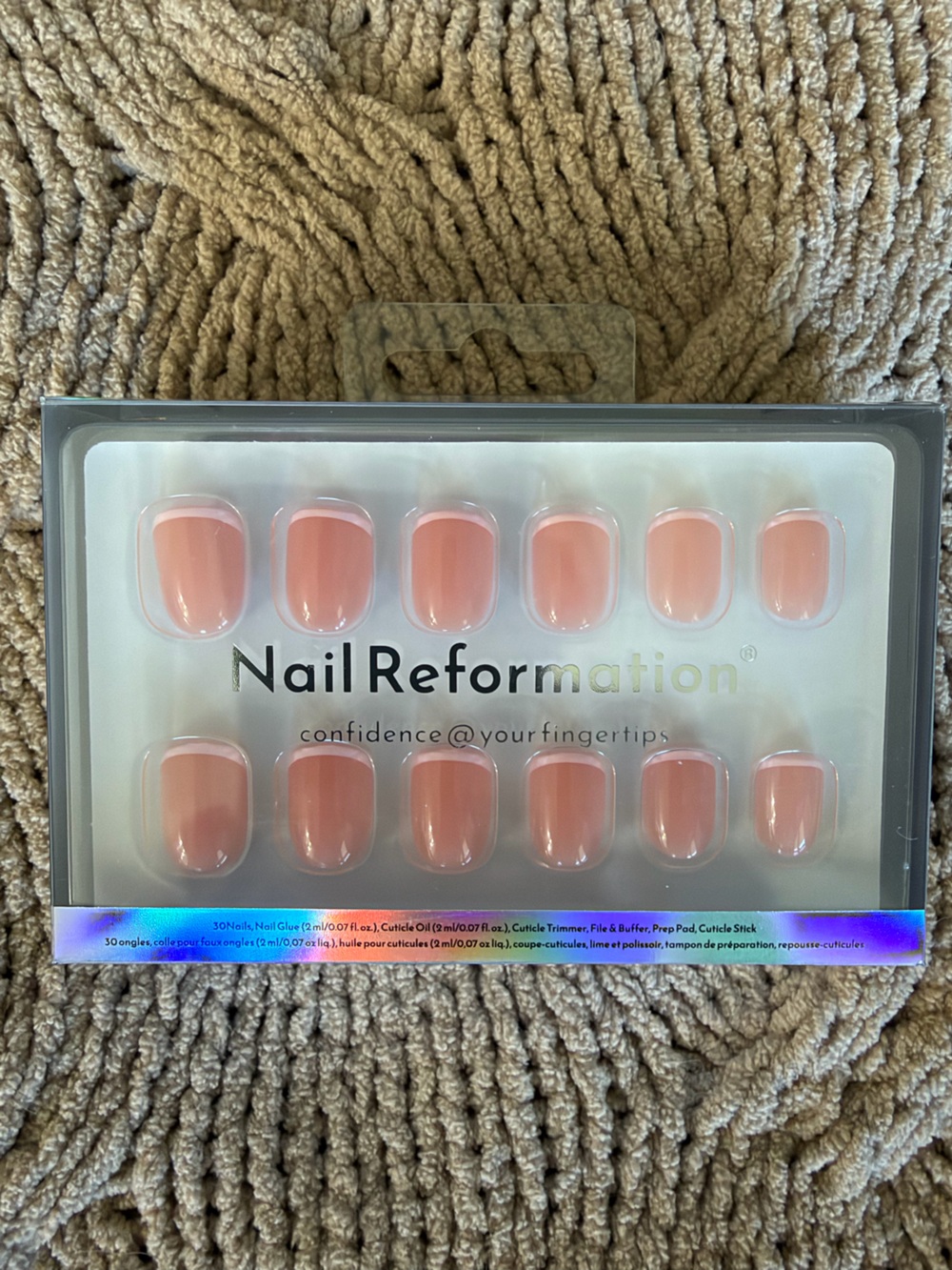 Nail Reformation - Pink French - Short Square Press-On Nails Set - New!